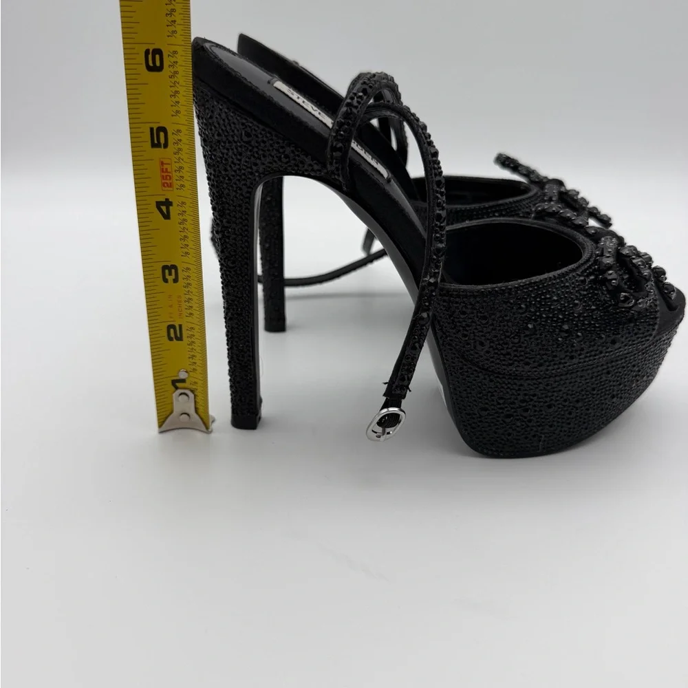 Steve‎ Madden Black Crystal Platform Ankle-Strap Sandals
